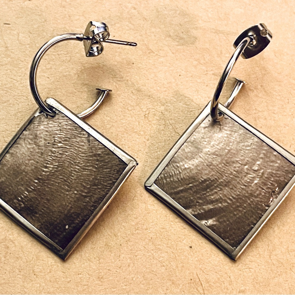 Capiz Shell Earrings by Culture Mix - Sandy Brown